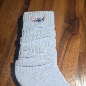 Stitch Knee High Light Blue Women Sock with Embroidered Detail Nwt